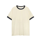Cotton Japanese Style Basic T-Shirt with Vintage Patch