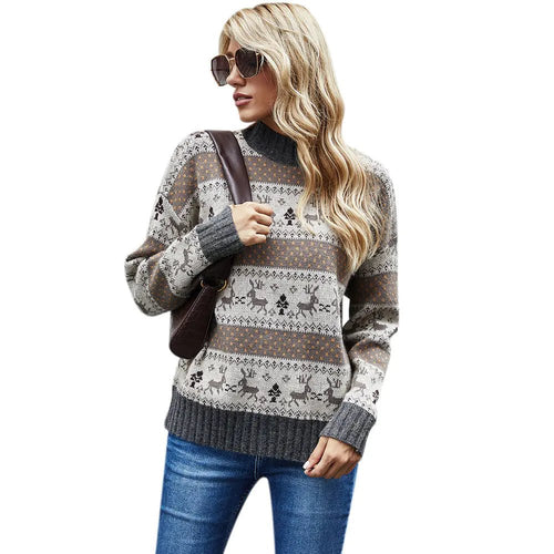 Efterårs - og vinterkvinders julestrikkede sweater - top - StilNord