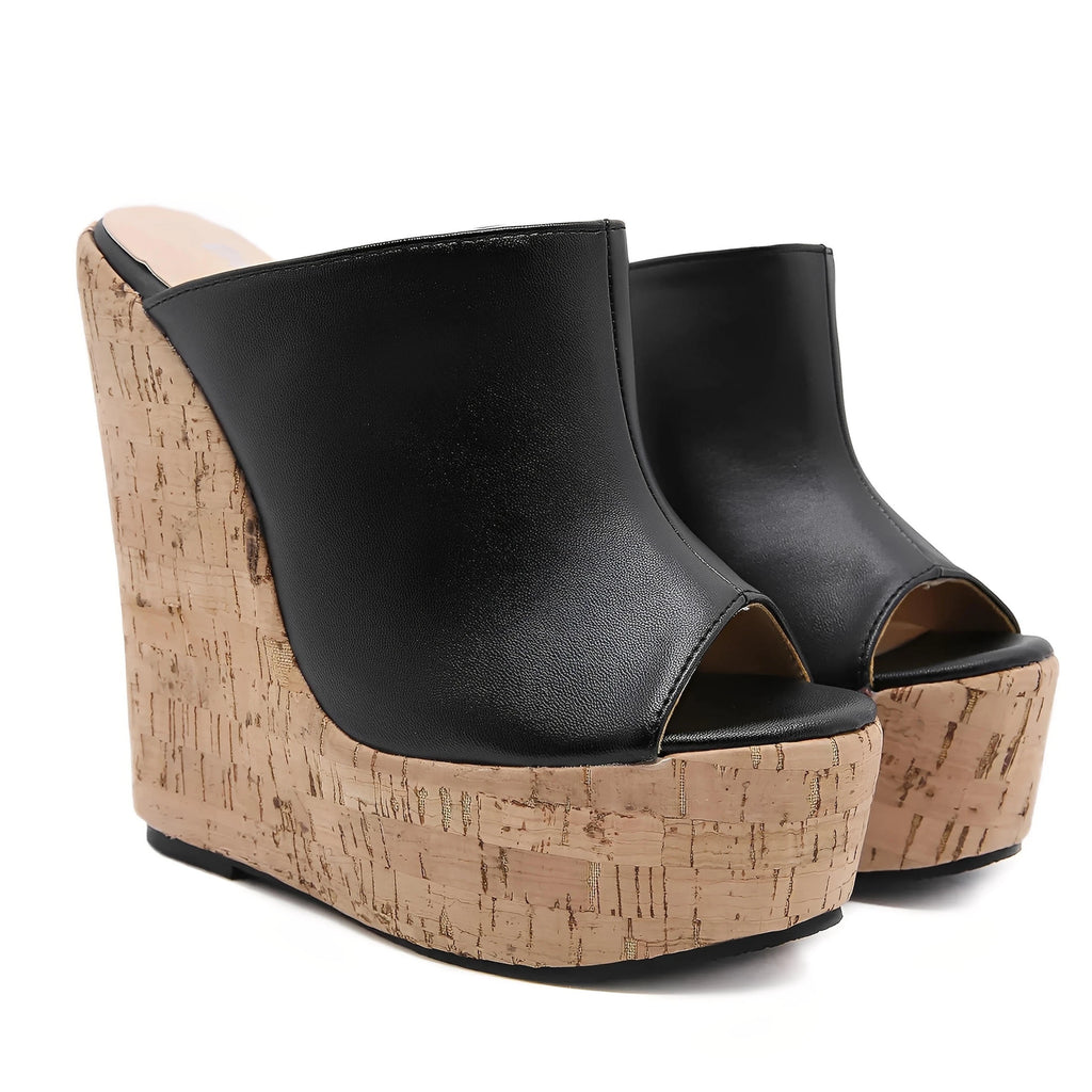 Enkel stil farveblokke kilehæl