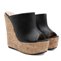 Simple style color block wedge heel