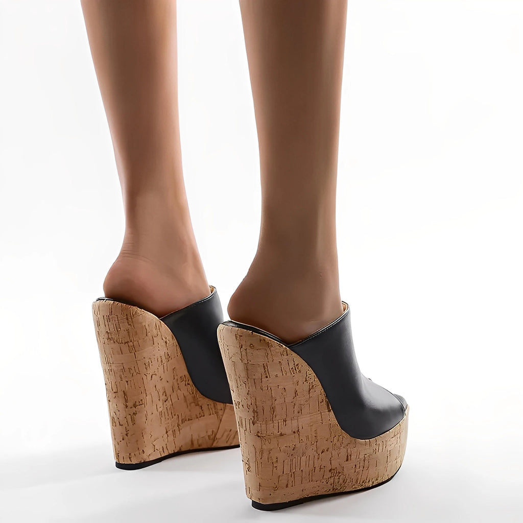 Enkel stil farveblokke kilehæl