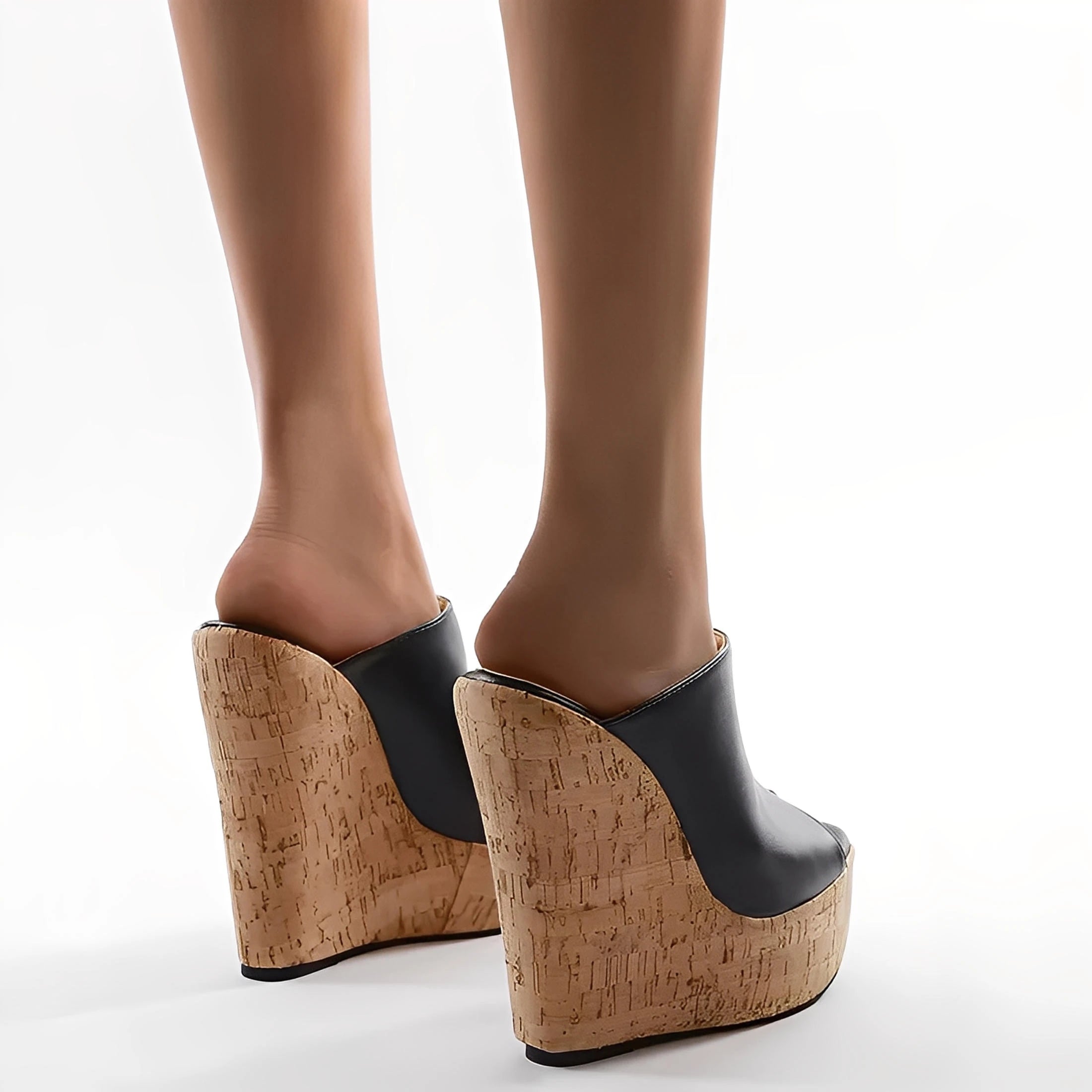 Enkel stil farveblokke kilehæl