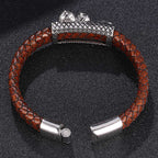 Enkelt armbånd i titan - stål med lædersnor - StilNord