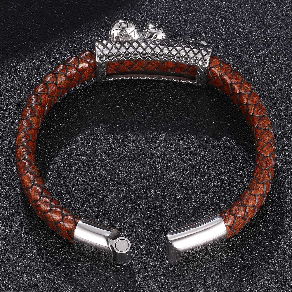 Enkelt armbånd i titan - stål med lædersnor - StilNord