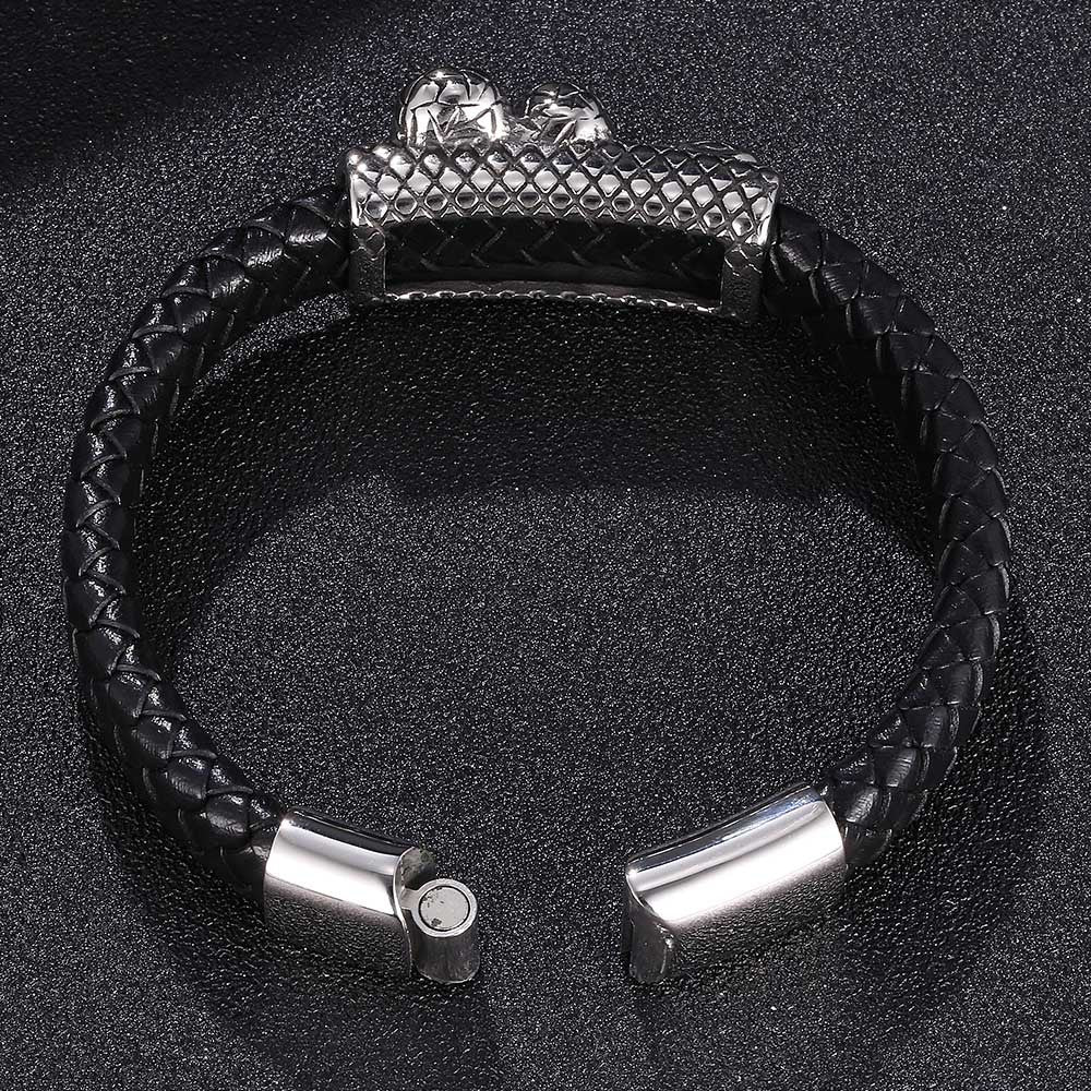 Enkelt armbånd i titan - stål med lædersnor - StilNord