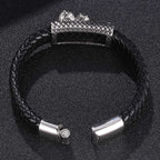 Enkelt armbånd i titan - stål med lædersnor - StilNord