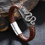 Enkelt armbånd i titan - stål med lædersnor - StilNord