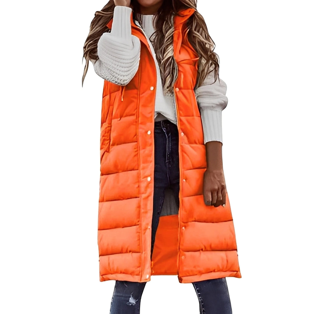 Europæisk-amerikansk ensfarvet hætteforet vestjakke