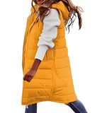 Europæisk-amerikansk ensfarvet hætteforet vestjakke