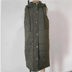 Europæisk-amerikansk ensfarvet hætteforet vestjakke