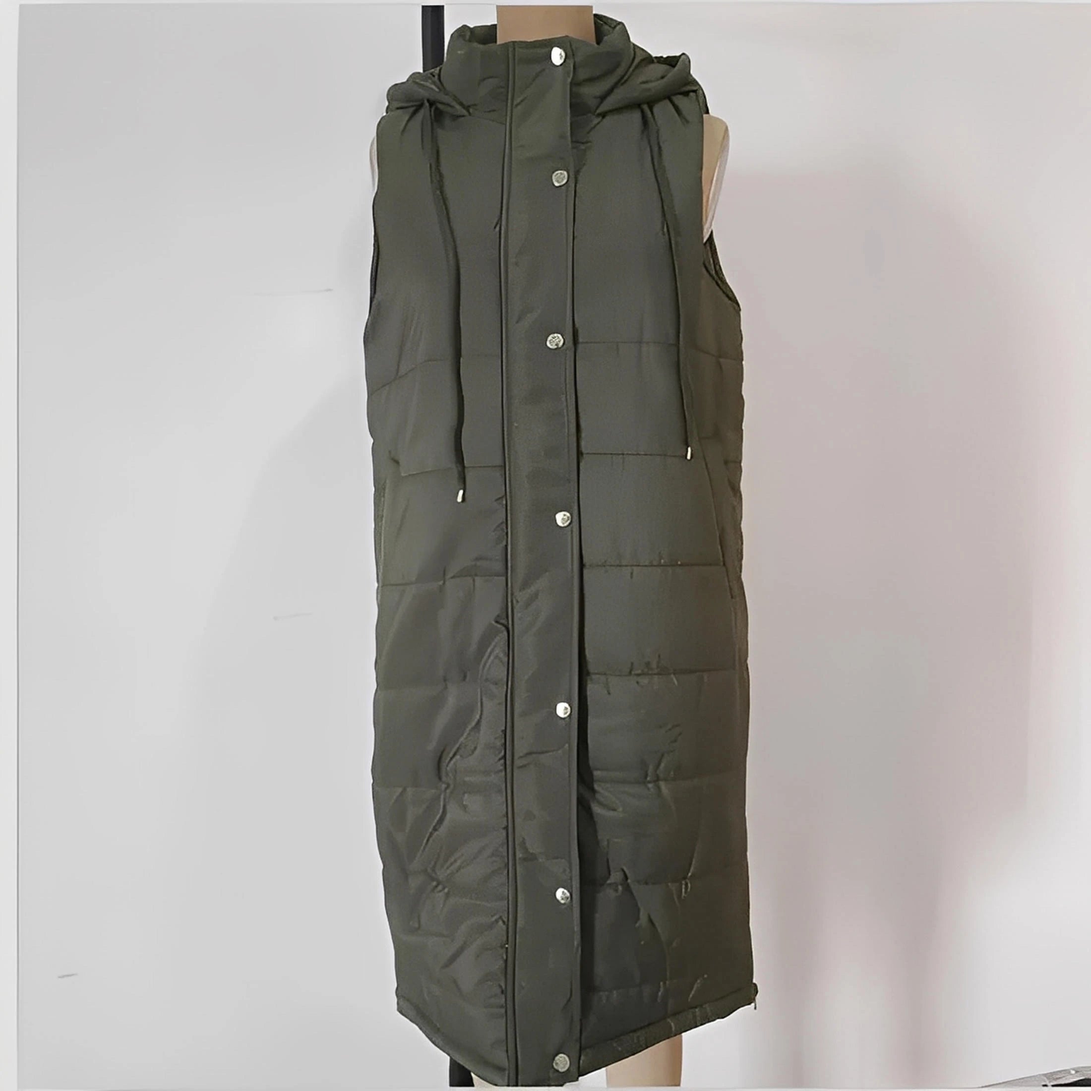 Europæisk-amerikansk ensfarvet hætteforet vestjakke