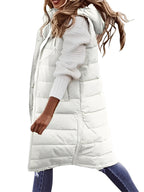 Europæisk-amerikansk ensfarvet hætteforet vestjakke