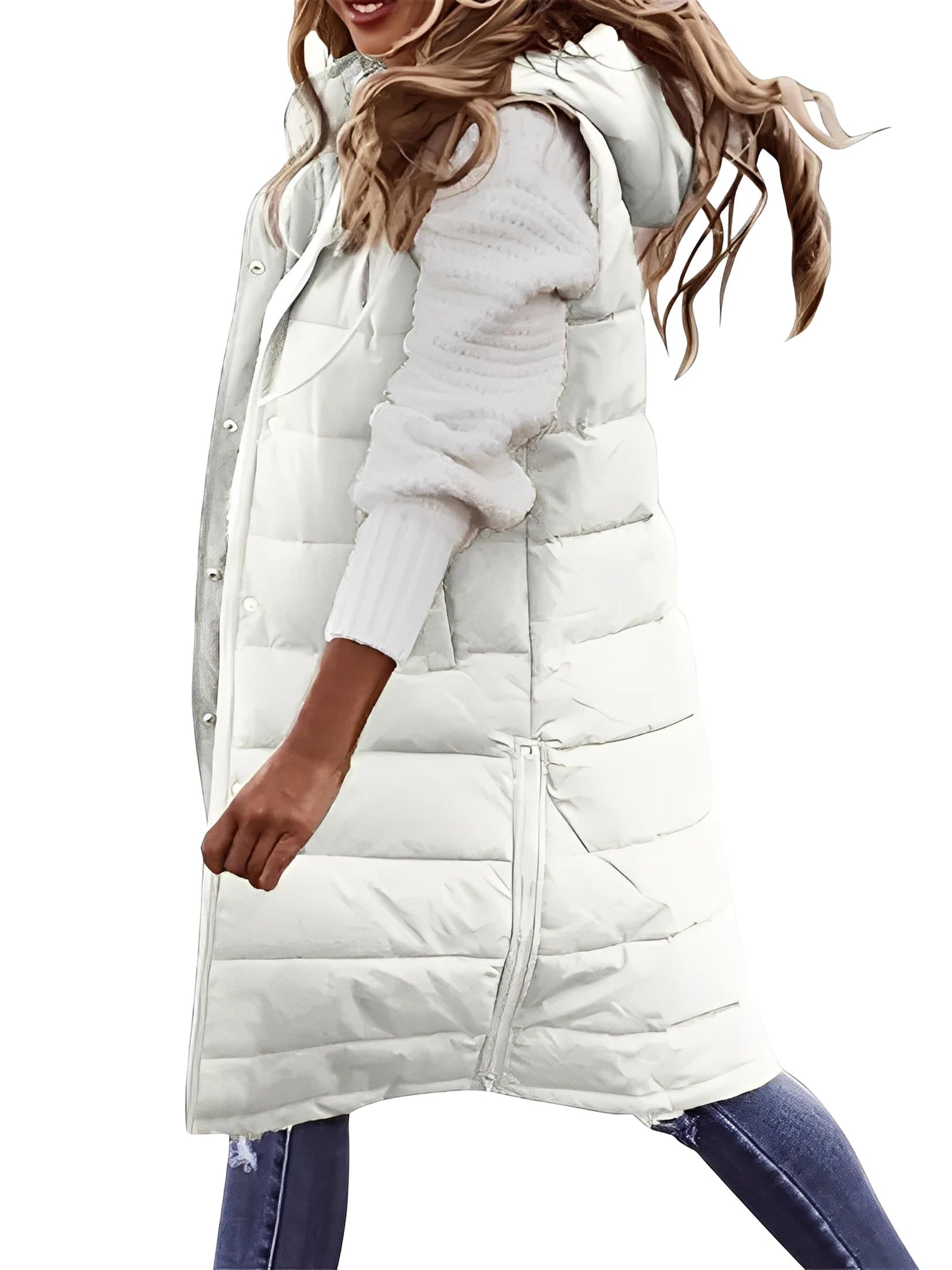 Europæisk-amerikansk ensfarvet hætteforet vestjakke