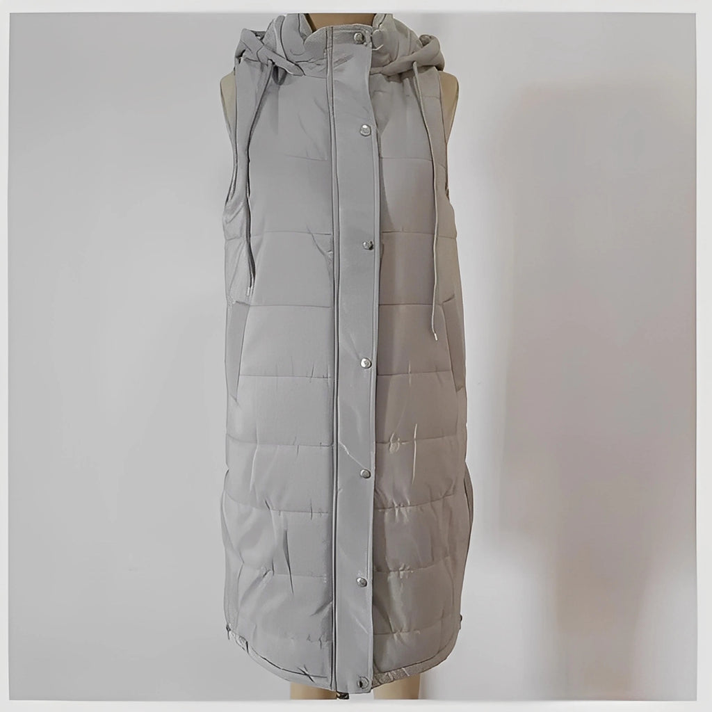 Europæisk-amerikansk ensfarvet hætteforet vestjakke