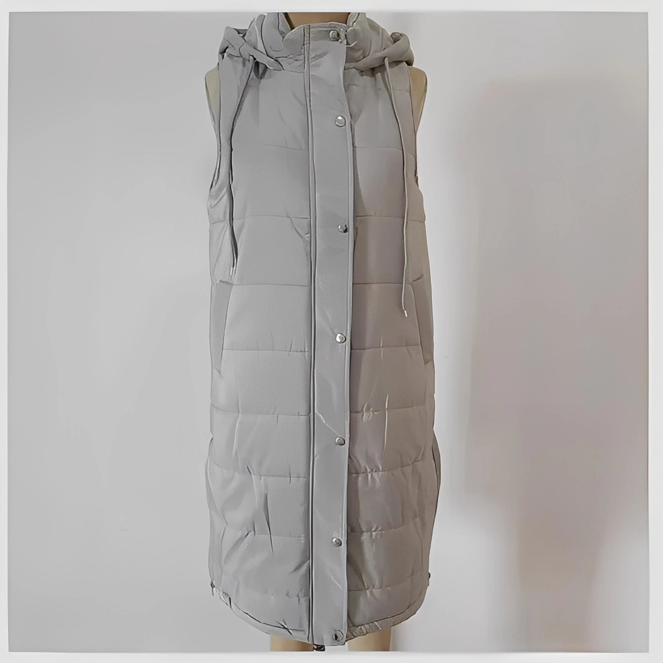 Europæisk-amerikansk ensfarvet hætteforet vestjakke