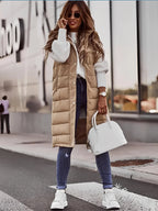 Europæisk-amerikansk ensfarvet hætteforet vestjakke