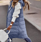 Europæisk-amerikansk ensfarvet hætteforet vestjakke