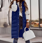 Europæisk-amerikansk ensfarvet hætteforet vestjakke