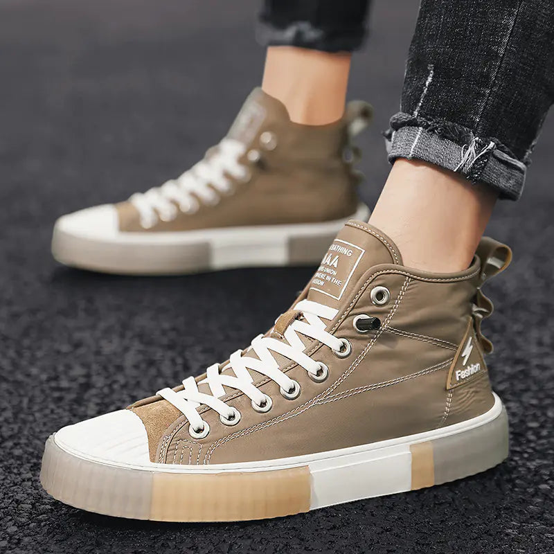 Men's High-Top Color Block Casual Shoes, Breathable