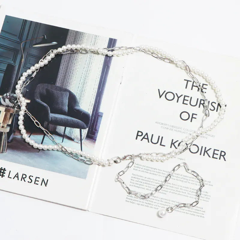 Multilayer Pearl Rhinestone Waist Chain for Women