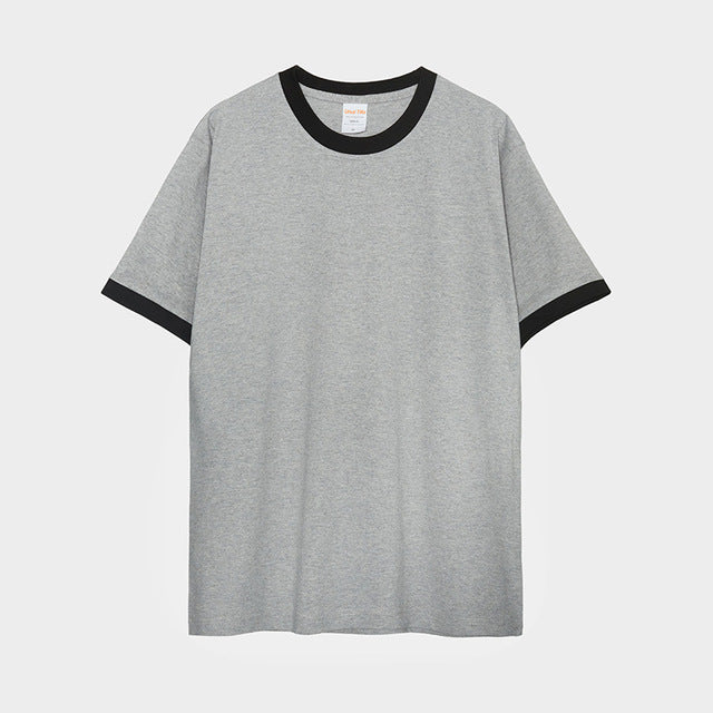 Cotton Japanese Style Basic T-Shirt with Vintage Patch