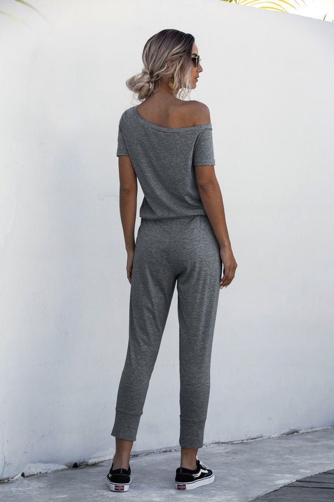 Forårs - /sommer - off - shoulder heldragt med lommer - StilNord