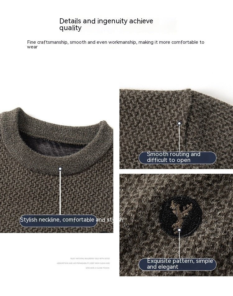 Fortykket herresweater i fløjsagtigt minkmateriale - StilNord