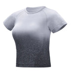 Seamless Gradient Crop Short Sleeve Gym T-shirt