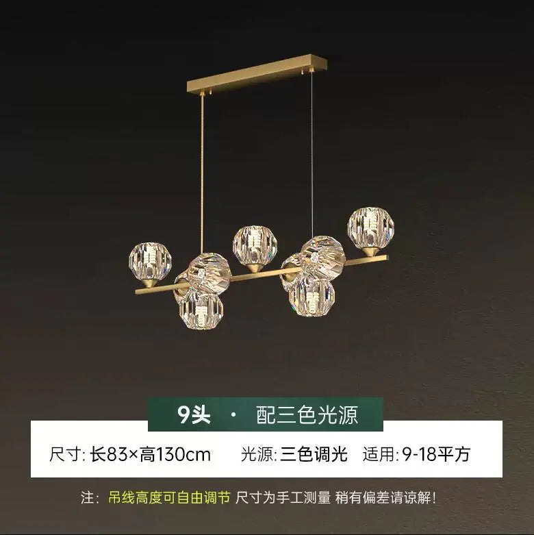 Modern Nordic Crystal Copper Dining Pendant Light