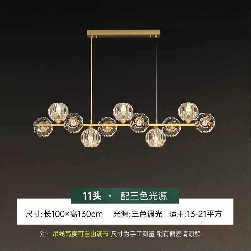 Modern Nordic Crystal Copper Dining Pendant Light