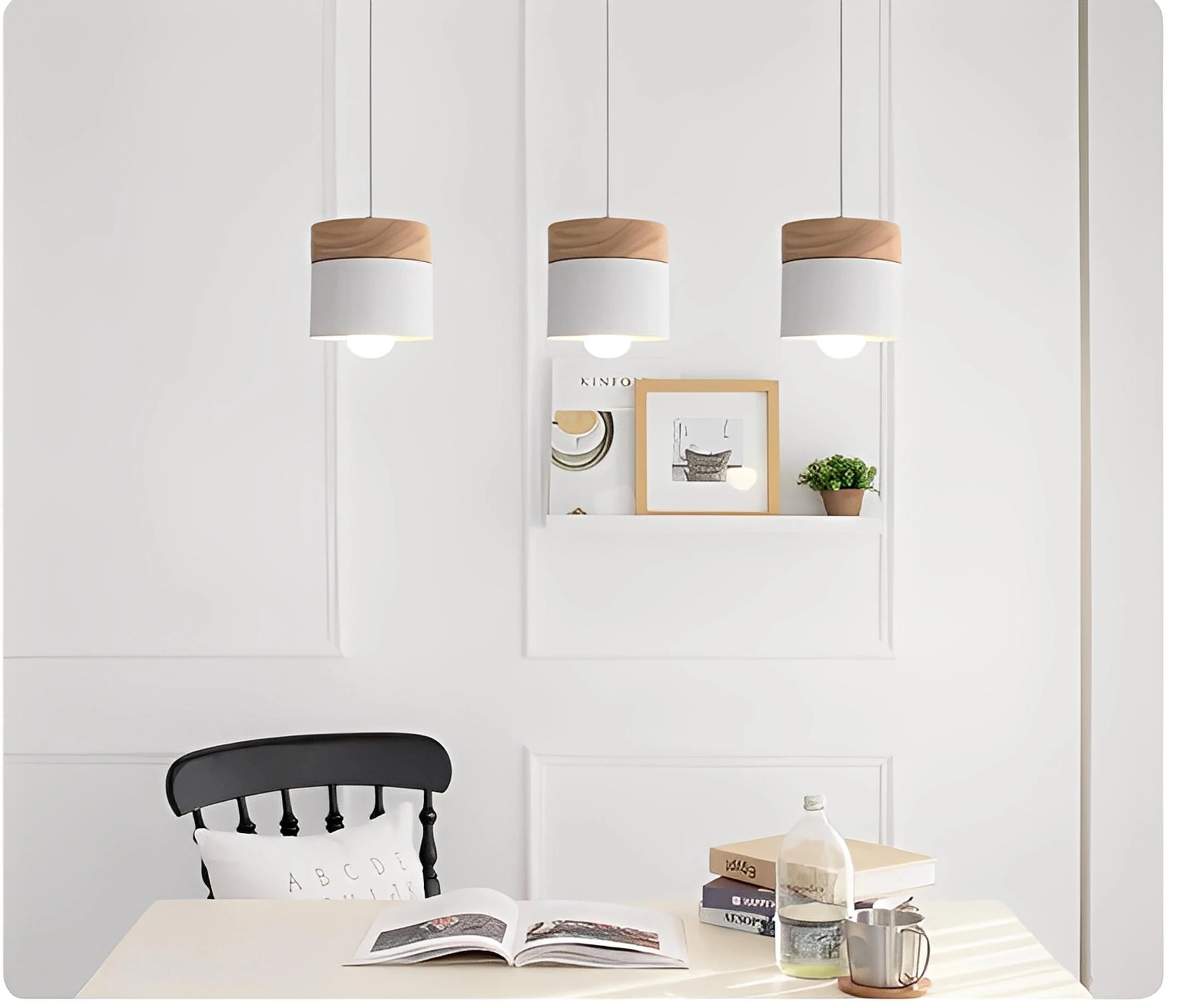 Hængelampe i massivt træ til soveværelse