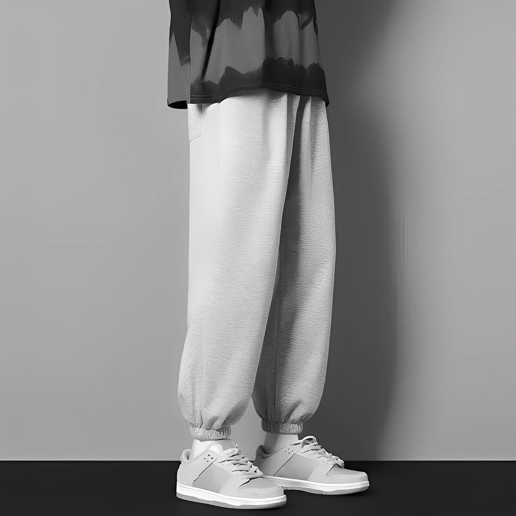 Herre afslappede løse 3/4 bukser i is-silke til forår/sommer