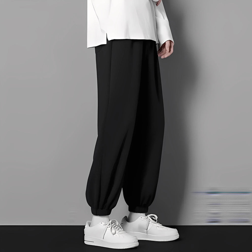 Herre afslappede løse 3/4 bukser i is-silke til forår/sommer