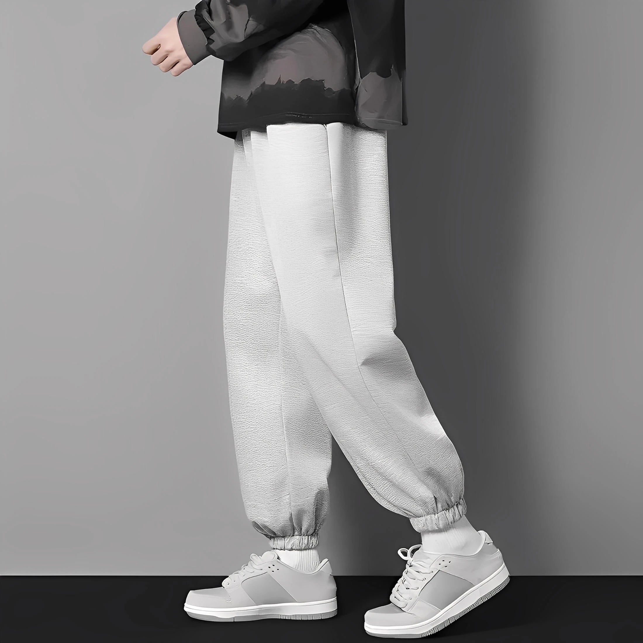 Herre afslappede løse 3/4 bukser i is-silke til forår/sommer
