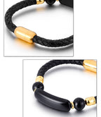 Herre - armbånd i enkelt europæisk design med læder og rustfrit stål - StilNord