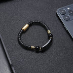 Herre - armbånd i enkelt europæisk design med læder og rustfrit stål - StilNord