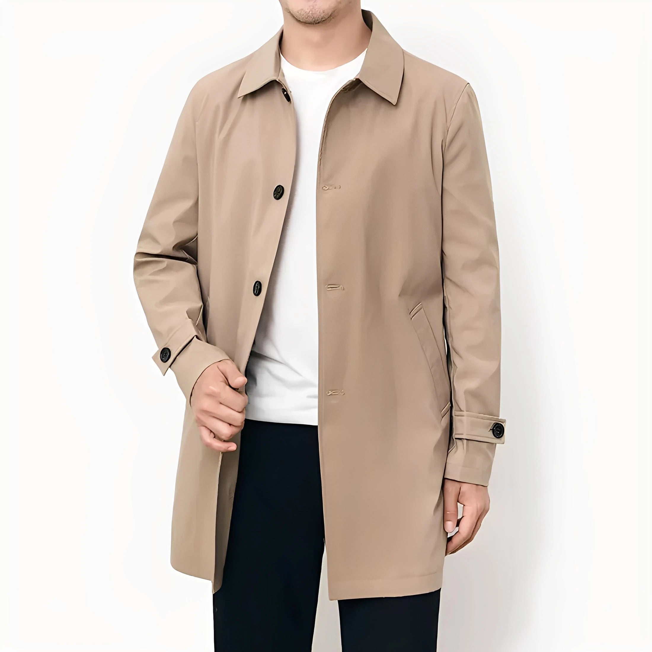 Herres Mellemlang Forretnings Casual Trench Coat