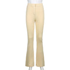 Højtaljede skinny bukser med slids til kvinder - StilNord