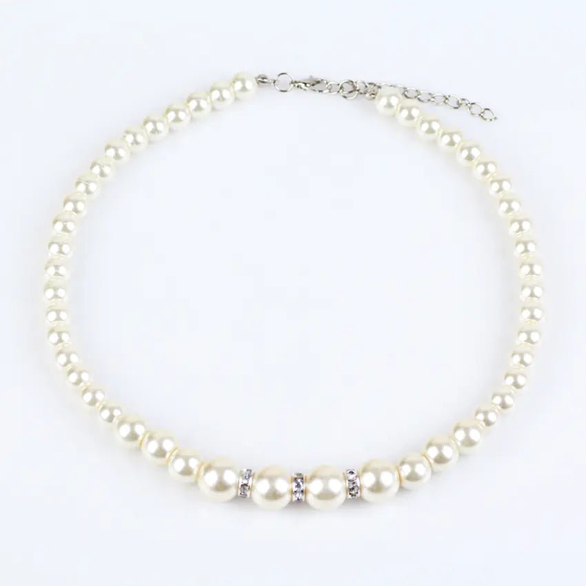 Hvid perle halskæde, øreringe og armbåndsæt. - StilNord