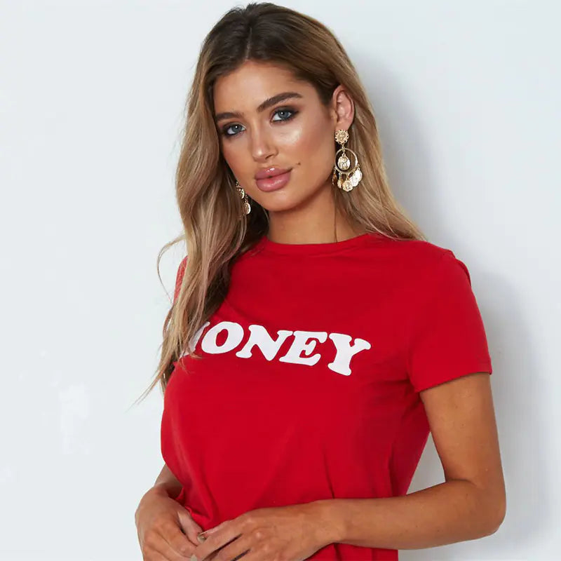 HONEY T-shirt med Grafisk Bogstavprint