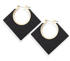 Geometric Round Wooden Color Block Earrings for Women