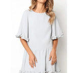 LIVA2018 Women's White Round Neck Flare Dress