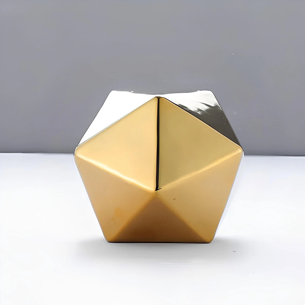 Icosphere-skulptur – kreativ nordisk keramisk dekorationsfigur