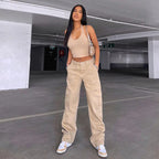 Wide Leg Cargo Pants for Women with Pockets