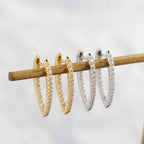 Geometric S925 Silver Large Hoop Earrings with Diamonds