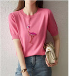 Flamingo Short Sleeve Casual T-Shirt