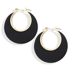 Geometric Round Wooden Color Block Earrings for Women