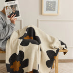 Nordic Flower Pattern Soft Knitted Blanket for Couch