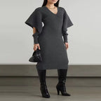 Casual Wool Dress with Dolman Sleeves for Fall/Winter