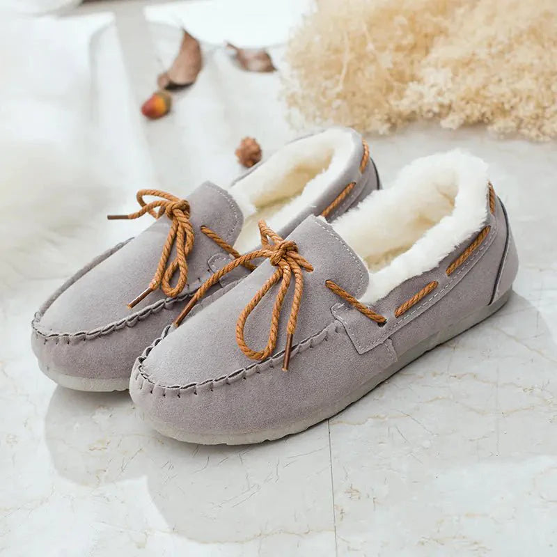 Komfortable flade casual loafers med sløjfe til kvinder.